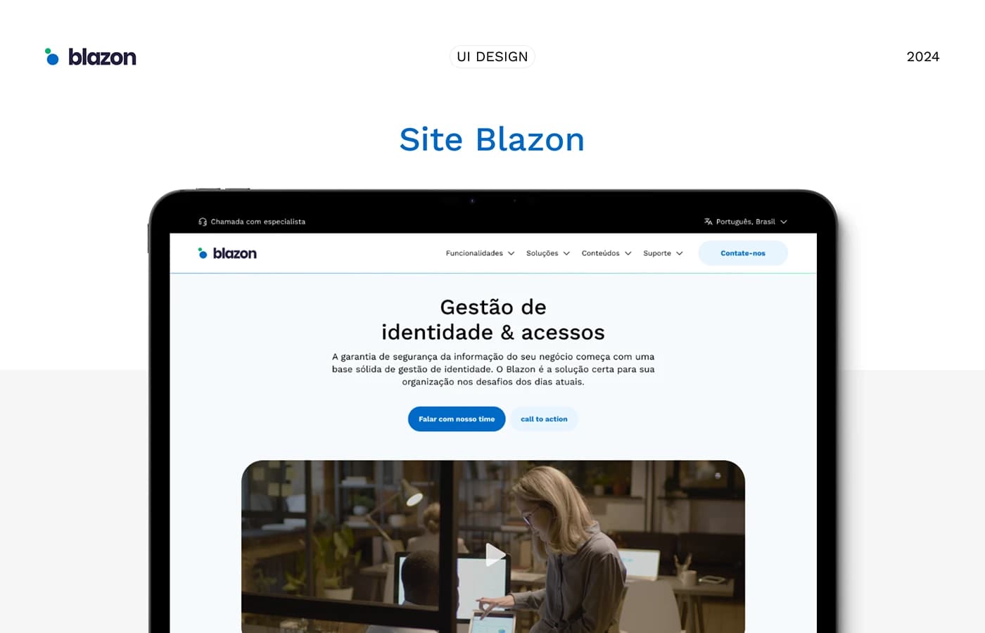 Interface desktop do site Blazon