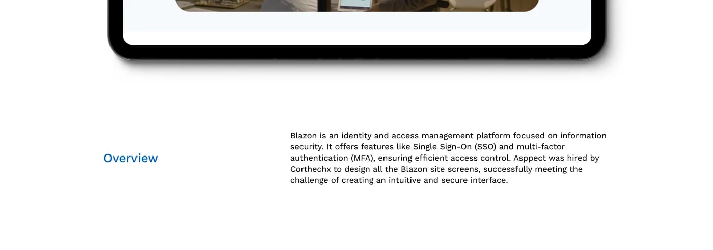 Aplicações de marca e interface do projeto Blazon