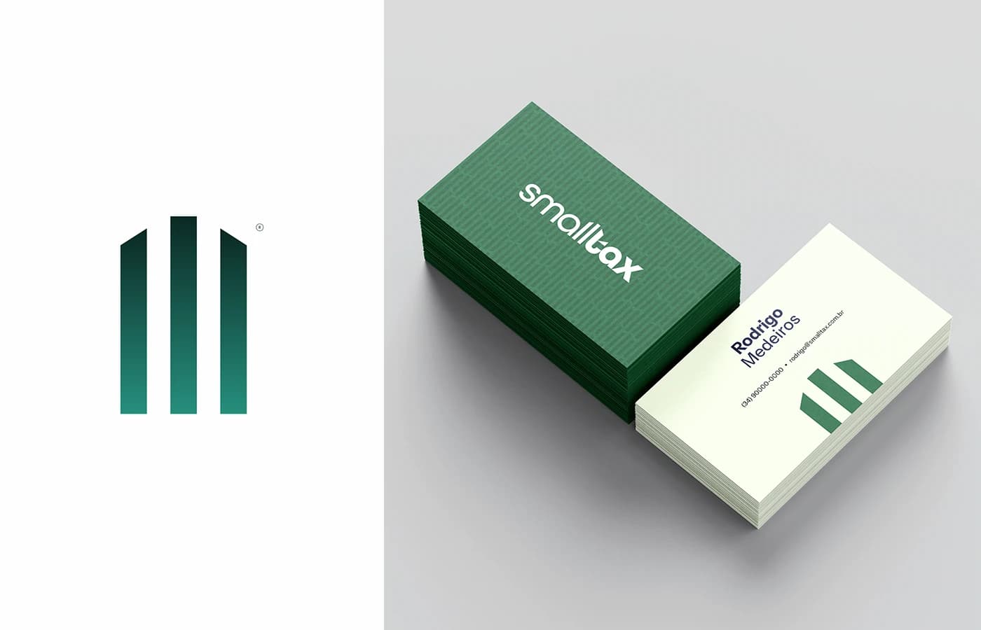 Aplicações da identidade visual Smalltax criada pela Asppect